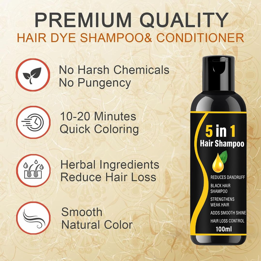 5 in 1 Herbal Hair Shampoo –combo pack 3 Black Hair, Dandruff-Free, Hair Fall Control & Shine Boost
