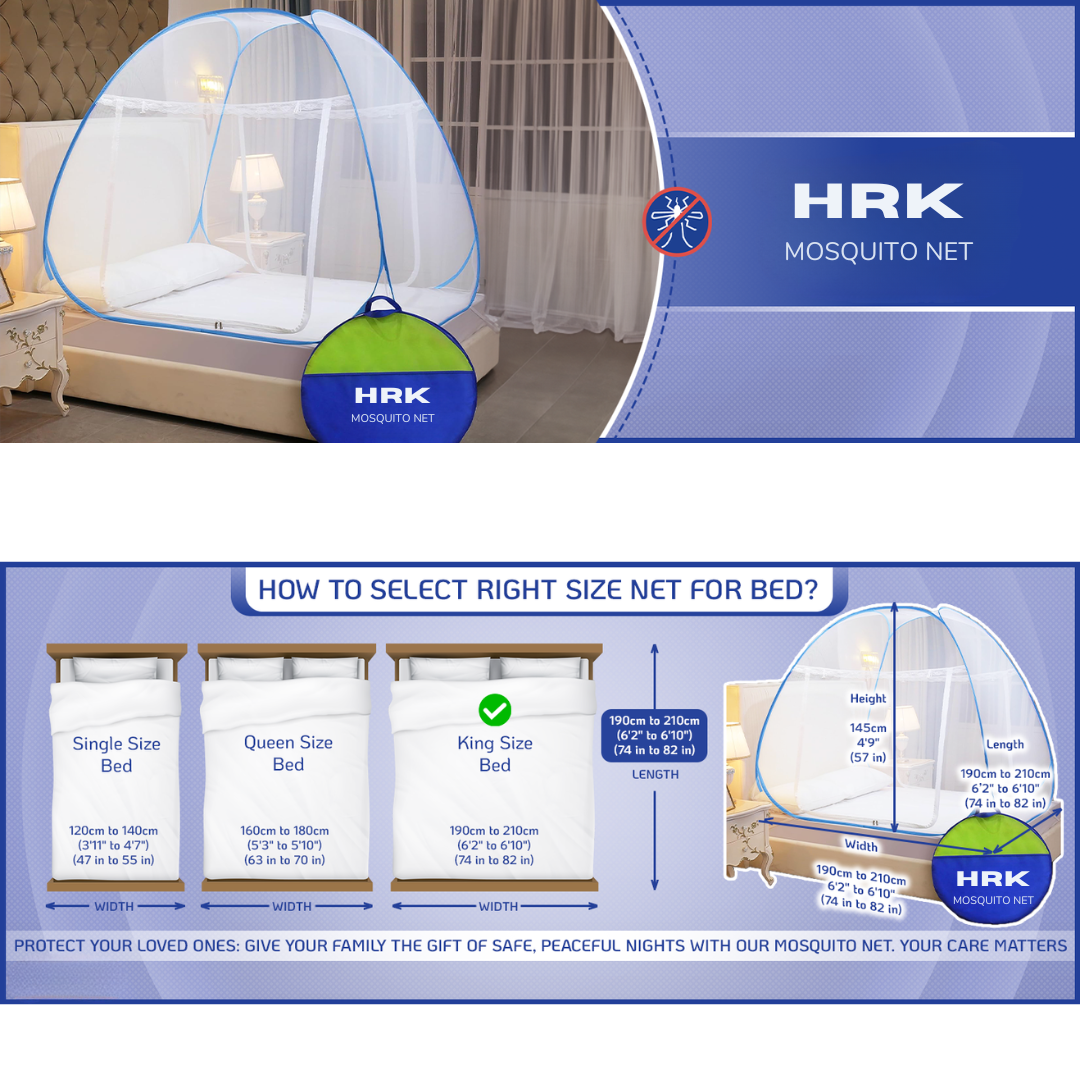 Classic Mosquito Net for Double Bed | King Size Foldable Machardani