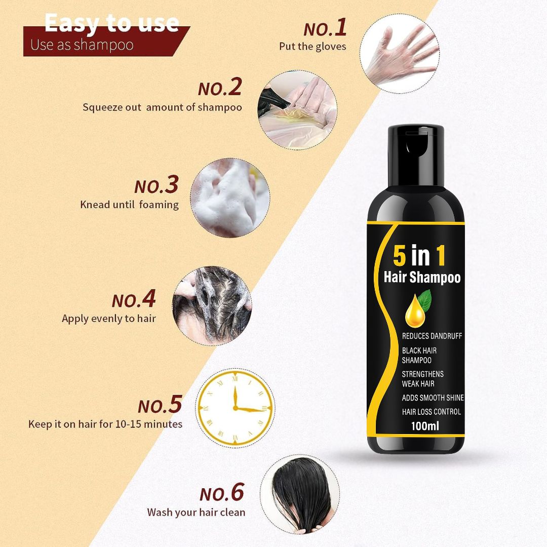 5 in 1 Herbal Hair Shampoo –combo pack 3  Black Hair, Dandruff-Free, Hair Fall Control & Shine Boost