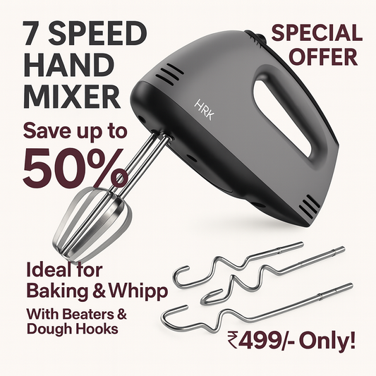HRK Hand Mixer for Cake Baking 260W | Electric Hand Beater with 7 Speed Control