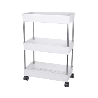 Kitchen Storage Trolley Rack (White; 3 Layer)