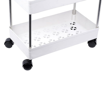Kitchen Storage Trolley Rack (White; 3 Layer)
