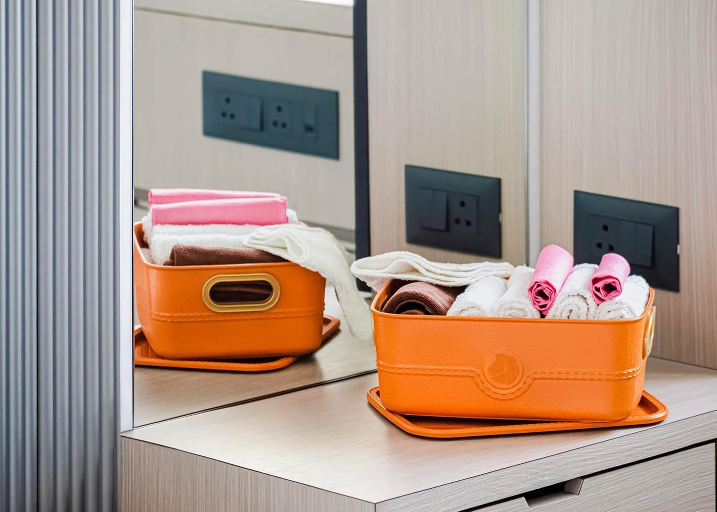 Colorful Storage Baskets With Lid Colorful Plastic Box Storage Organizer (Pack of 3)