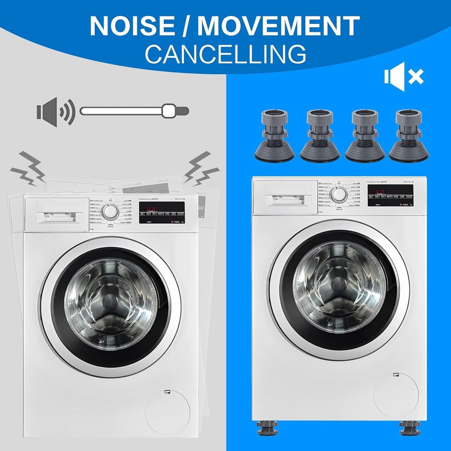 Washing Machine Stand with Anti-Vibration Pads (Set of 4)