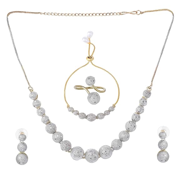 Jewellery Set for Women | Choker Necklace, Earrings, Bracelet & Ring Combo