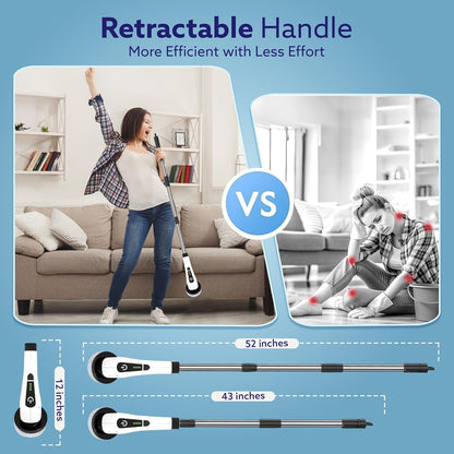 9-in-1 Cordless Electric Spin Scrubber  Brush Heads, Adjustable Handle & Dual Speed | Bathroom, Floor, Tile & Car Cleaning Brush