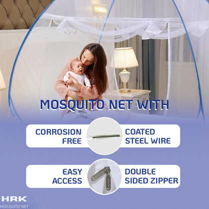 Classic Mosquito Net for Double Bed | King Size Foldable Machardani