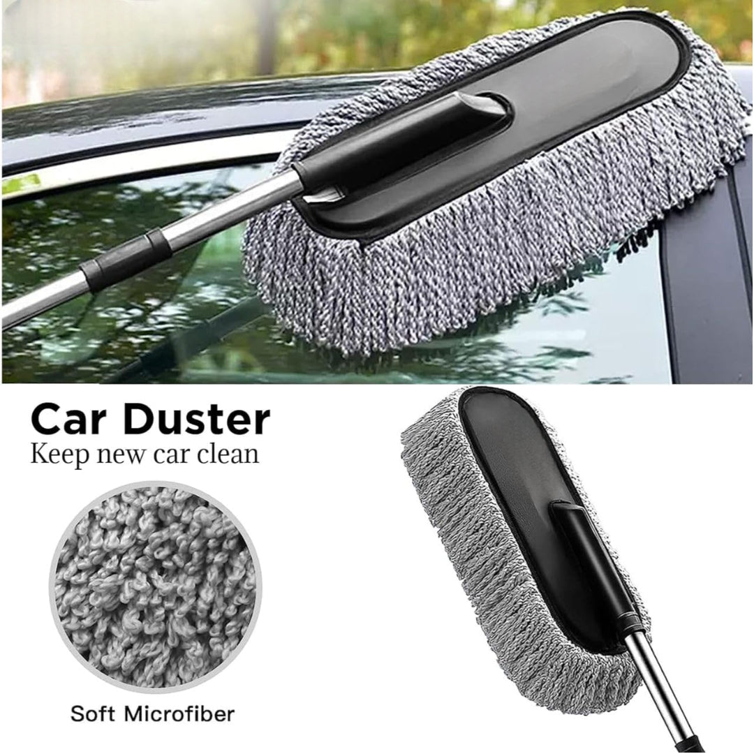 Pack of 8 Microfiber Car Duster & Complete Car Cleaning Kit – Brushes, Cloth, Polish, Shampoo & Glass Cleaning Tablets