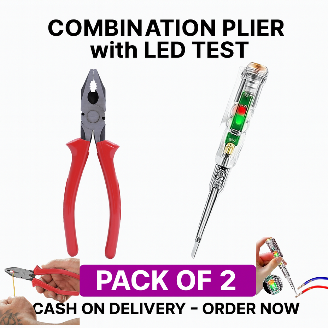 Combination Cutting Plier with Voltage Tester Pen – Pack of 2